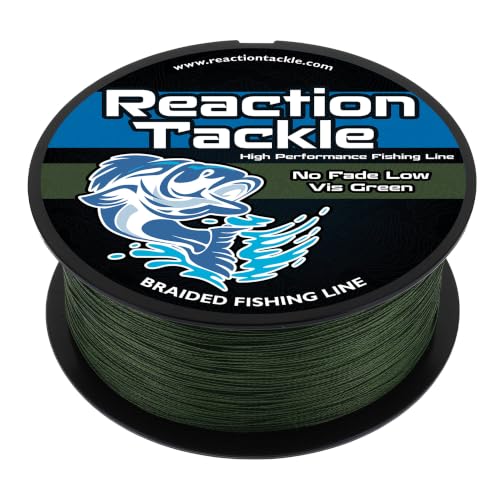 Reaction Tackle Braided Fishing Line Low Vis Green No Fade 10Lb 1000Yd