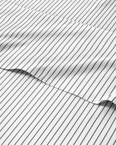 Twin 3 Piece Striped Sheet Set - Soft, Breathable & Cooling - Fine Lines