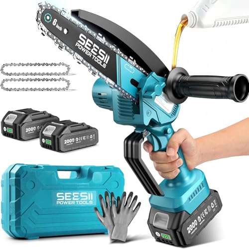 SEESII 6 Inch Mini Electric Chainsaw Cordless Battery Powered
