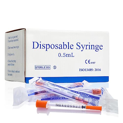 U-100 0.5cc/ml 30 Gauge 5/16" Syringe, Individually Packed 100 PACK
