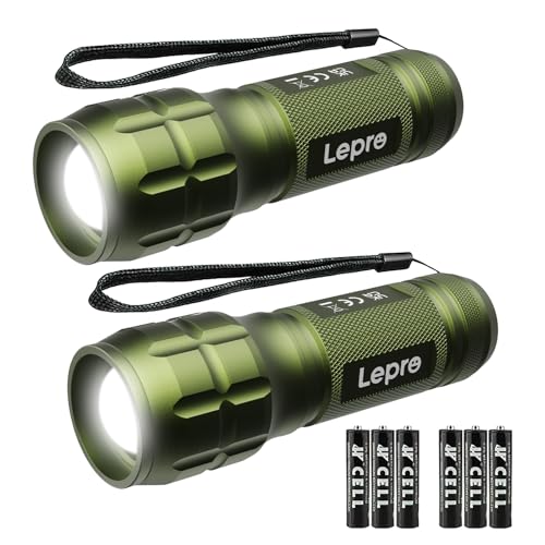 Lepro LED White Light Flashlight, High Lumens Waterproof Adjustable Focus