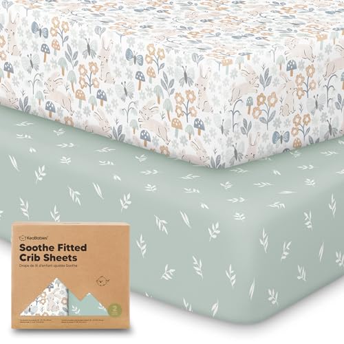 KeaBabies 2pk Organic Cotton Crib Sheets for Boys Girls 52x28, Prairie