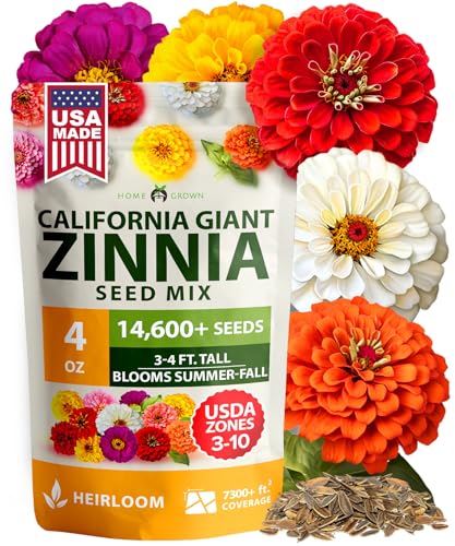 HOME GROWN California Giant Mix Zinnia Seeds, 14,600+ Seeds, Zinnia elegans