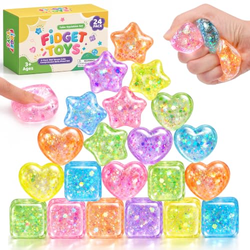 24 Pack Slow Rise Squishy Stress Balls, Bulk Squeeze Ball Toys Set