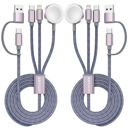 2Pack Travel Essentials,Multi Charging Cable 3 in 2 USB C for Apple Watch Charger,iPhone Charger,Cruise Vacation Camping,Port