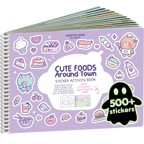 Cupkin Cute Foods Around Town Coloring & Sticker Book | 500+ Stickers