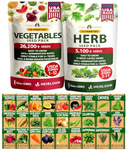 HOME GROWN 70 Variety Vegetable & Herb 30,600+ Seeds Survival Garden Kit