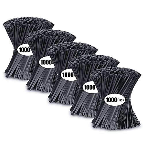 Zip Ties 4 inch, Small Zip Ties with 18 lb Tensile Strength, Black, 5000 Pack, by Tantti Supply