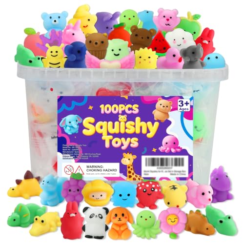100 Pcs Mochi Squishy Toys, Mini Squishies Bulk Party Favors for Kids 4-12