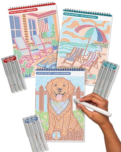 Lifelines FlowArt Activity Pads 3-Pack, Dot-by-Letter Guided Coloring Books