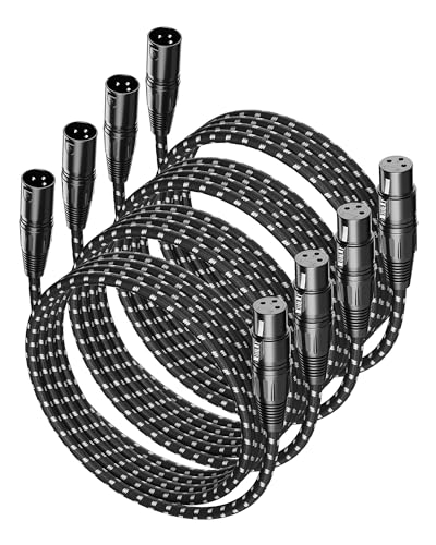 VANDESAIL XLR Cables 6ft 4Pack,Microphone Cable 6 Feet,Nylon Braided,3-Pin