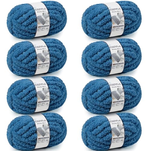 Cozyful Chunky Yarn for Hand Knitting - #10 Chunky Chenille Yarn, Jumbo Big Thick Chunky Yarns for Crocheting, Super Bulky Ch