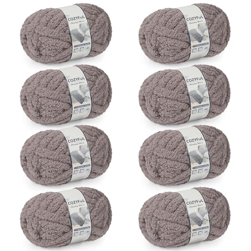 Cozyful Chunky Yarn for Hand Knitting - #10 Chunky Chenille Yarn, Jumbo Big Thick Chunky Yarns for Crocheting, Super Bulky Ch