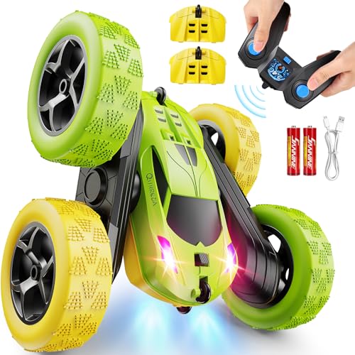 QUNREDA Remote Control Car, RC Car Toys for 6-12 Year Old Boys, Off Road RC Stunt Car 4WD 360° Rotating Remote Control Car fo