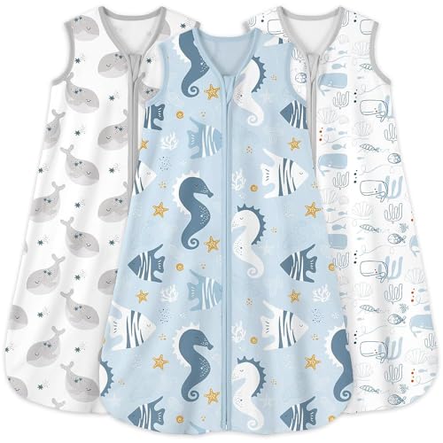 Yoofoss Baby Sleep Sack 6-12 Month 0.5TOG 100% Organic Cotton 2-Way Zipper