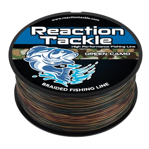 Reaction Tackle Braided Fishing Line Green Camouflage 6Lb 1000Yd