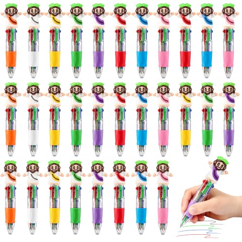 CZWZ 30Pcs Mini Multicolor Pens in One 4-in-1 Cute Pens Bulk for Kids, Ballpoint Pen for Birthdays and Parties, Fun Gifts Ass