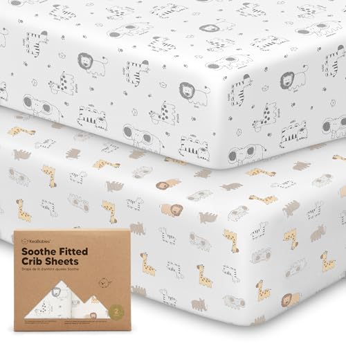 KeaBabies 2pk Organic Cotton Crib Sheets for Boys Girls 52x28, KeaSafari
