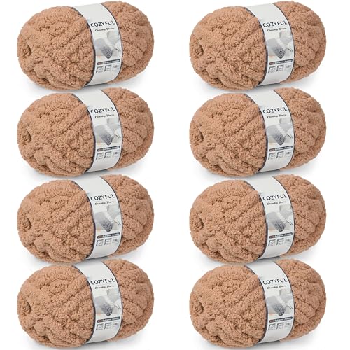 Cozyful Chunky Yarn for Hand Knitting - #10 Chunky Chenille Yarn, Jumbo Big Thick Chunky Yarns for Crocheting, Super Bulky Ch