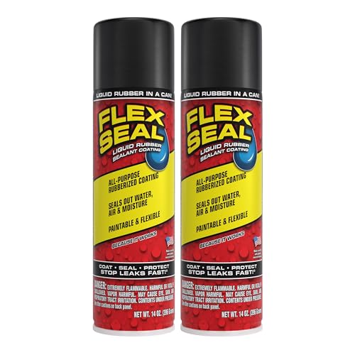 Flex Seal Spray Rubber Sealant Coating, Waterproof, Black, 17 oz, 2-Pack