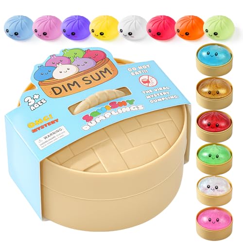 Dumpling Squishy Mystery Box, Random 1 of 14 Colors, Cute Squishy Dumpling Toy, Soft Stretchy Squeeze Toy, Sensory Fidget Toy