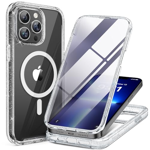 Miracase Magnetic for iPhone 13 Pro Max Case 6.7 inch, (Compatible with MagSafe) Upgrade Full-Body Clear Phone Bumper Case wi