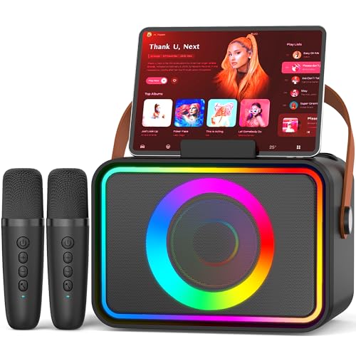 Karaoke Machine for Kids Adults,Bluetooth Speaker 2 Wireless Microphones