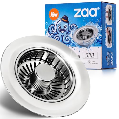 zaa Kitchen Sink Drain Strainer - Kitchen Sink Stopper, 304 Stainless Steel Sink Drain Stopper, Sink Protector for Kitchen wi