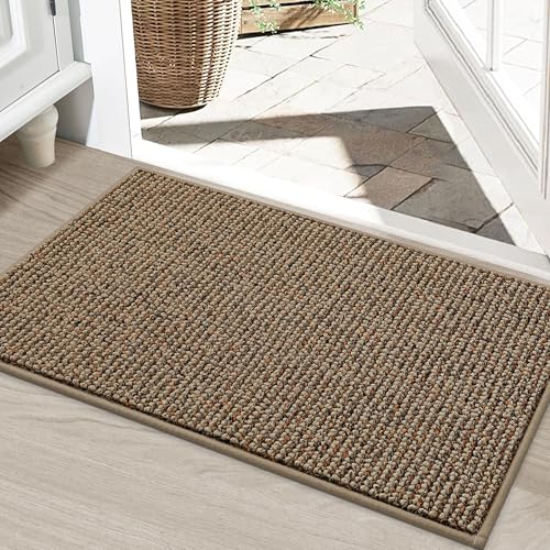 BEQHAUSE Dirt Trapper Door Mat 24" x 36", Non-Slip Washable Doormats, Beige
