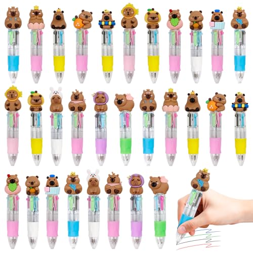 CZWZ 30Pcs Mini Multicolor Pens in One 4-in-1 Cute Pens Bulk, Ballpoint Pen for Birthdays and Parties, Fun Gifts Assorted Ink