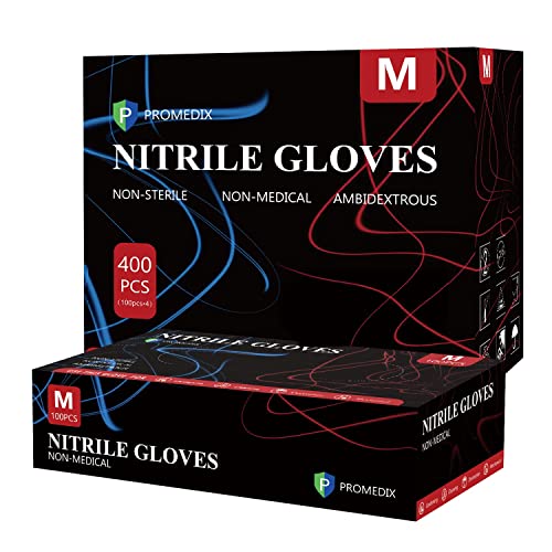 PROMEDIX P Nitrile Disposable Gloves,4mil-400 Count,Gloves Disposable Latex Free,Powder Free for Cooking,Household,Food safe