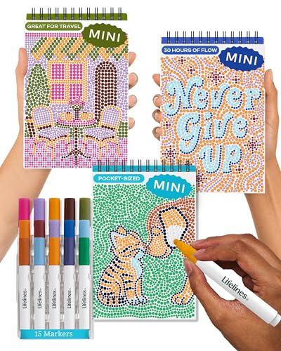 Lifelines FlowArt Mini Activity Pads, 3-Pack, Dot-by-Letter Coloring Books
