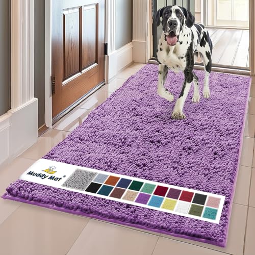 Muddy Mat® | Super Water Absorbent Door Mat Indoor, Microfiber Quick Dry Chenille Entryway Rug, Slip Resistant Front Door Mat