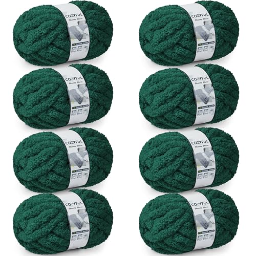 Cozyful Chunky Yarn for Hand Knitting - #10 Chunky Chenille Yarn, Jumbo Big Thick Chunky Yarns for Crocheting, Super Bulky Ch