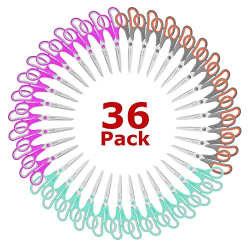 iBayam 36-Pack 8" Heavy Duty Scissors, Sharp Comfort-Grip, Left/Right Hand