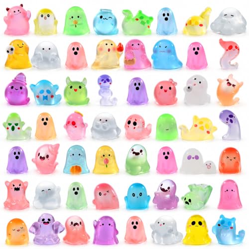 DIYDEC 65pcs Halloween Luminous Miniature Resin Ghosts Party Favors Toys