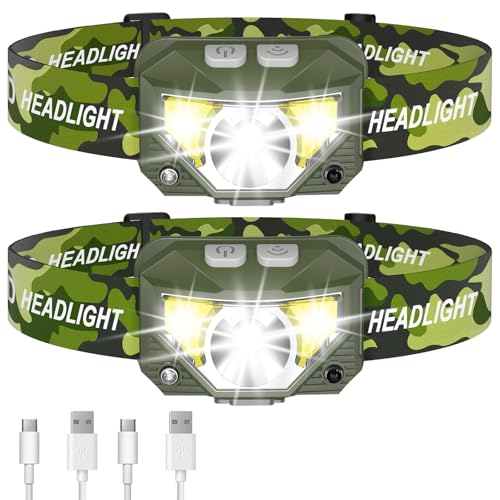 LHKNL Headlamp Flashlight, Lumen Bright Head Lamps LED Rechargeable-Green