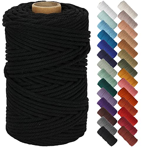 NOANTA Black Macrame Cord 5mm x 109yards, Colored Cotton Rope Macrame Yarn