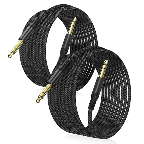 Elebase 1/4 Inch TRS Instrument Cable 10FT 2Pack,6.35mm Male Guitar Cord 3M