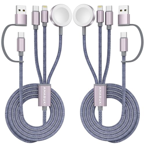 2Pack Travel Essentials,3 in 2 USB C Cable for Apple Watch Charger,iPhone Charger,Multi Charging Cable,Cruise Vacation Campin