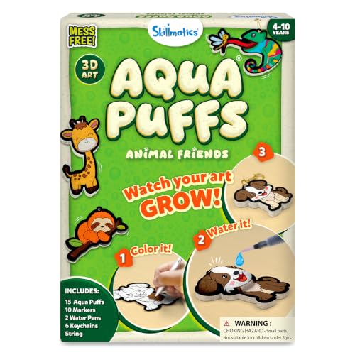 Skillmatics Aqua Puffs Animals, Art & Craft, Paint by Number, Gift for Kids