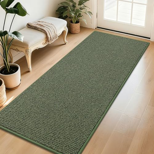 BEQHAUSE Dirt Trapper Door Mat 32" x 72", Non-Slip Washable Doormats, Green