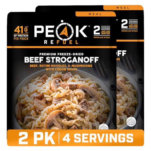 Peak Refuel Beef Stroganoff Freeze-Dried Camping Meals, 2-Pack, 4 Servings