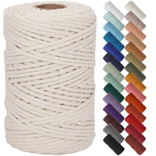 NOANTA Natural Macrame Cord 6mm x 109Yards, Beige Cotton Rope Macrame Yarn