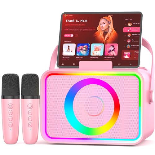 Karaoke Machine for Kids Adults,Bluetooth Speaker 2 Wireless Microphones