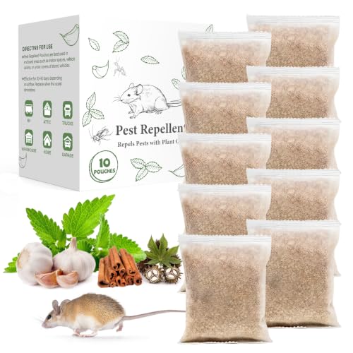 Pest Rodent Repellent Pouches, Peppermint Oil for Mouse, Roach, Ant, Spider, Squirrel, Mice, Rats, Pest Control Indoor Outdoo