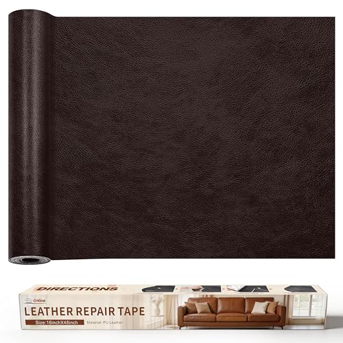 ONine Leather Repair Patch，Leather Repair Tape, 16 x 48 inches Leather Repair Patch for Furniture,Vinyl Repair kit，Leather Co
