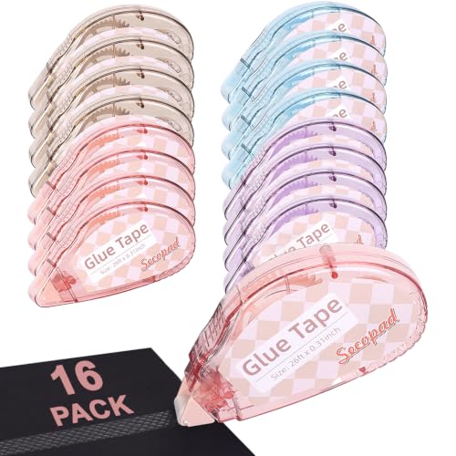 Secopad Scrapbook Tape, Glue Tape for Crafts, 16 Pack, Light-Colored Shell
