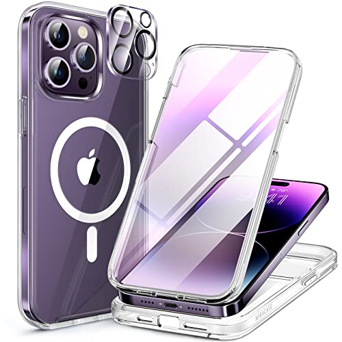 miracase Magnetic for iPhone 14 Pro Max Case 6.7 inch, (Compatible with MagSafe) Upgrade Full-Body Clear Phone Bumper Case wi