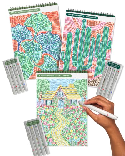 Lifelines FlowArt Activity Pads 3-Pack, Dot-by-Letter Guided Coloring Books